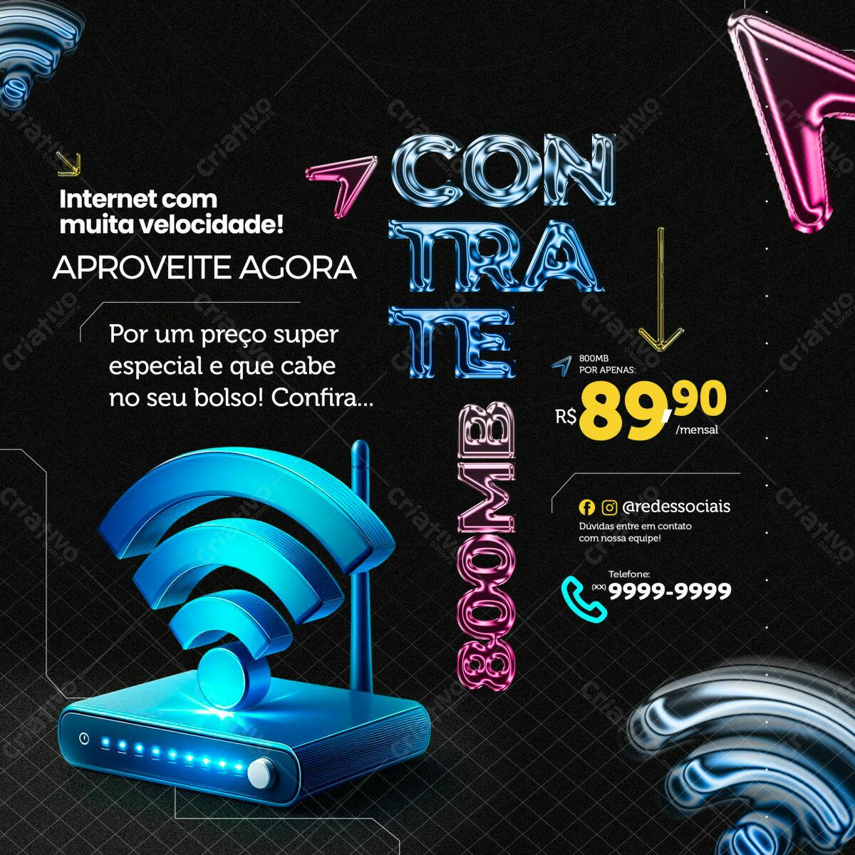 Flyer Contrate Internet PSD Editável