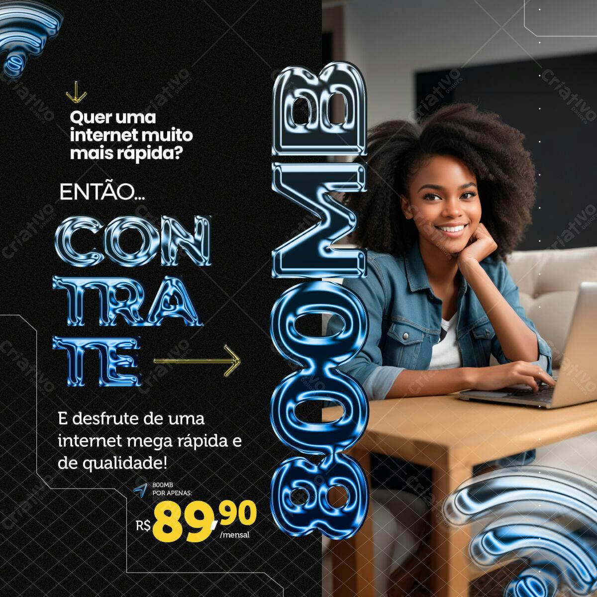 Anúncio Internet Mega Rápida PSD Editável