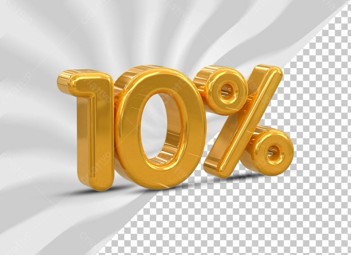 Selo 3D promocional dourado 10%