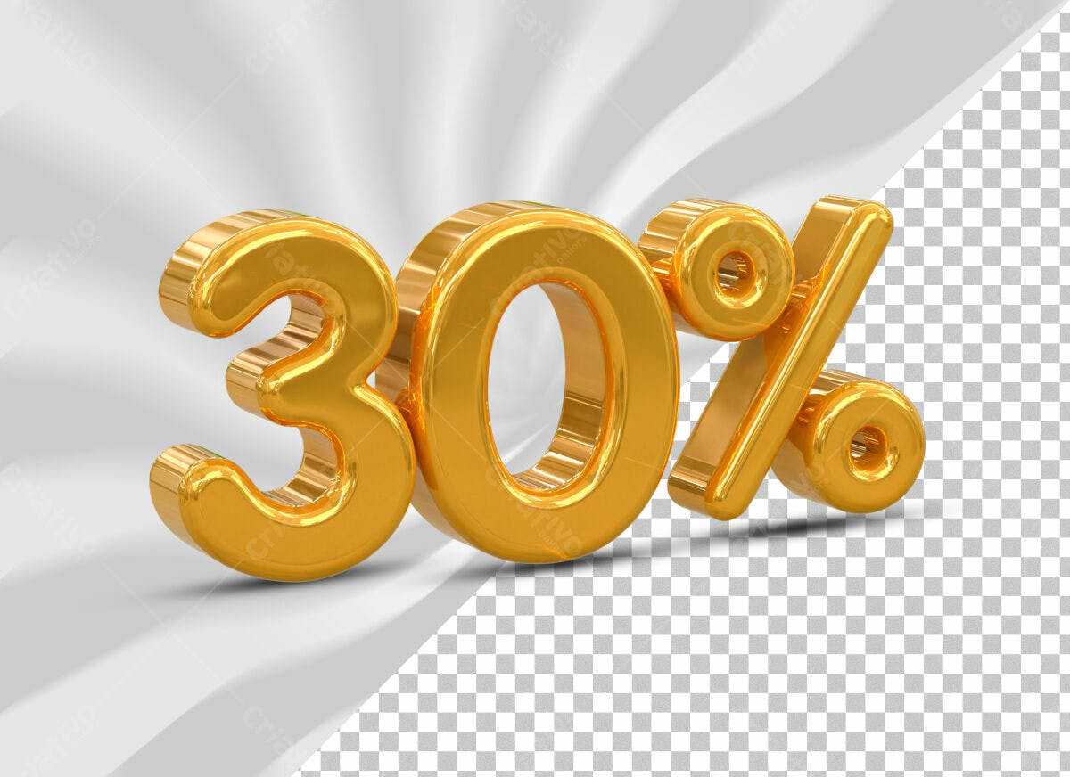 Selo 3D promocional dourado 30%