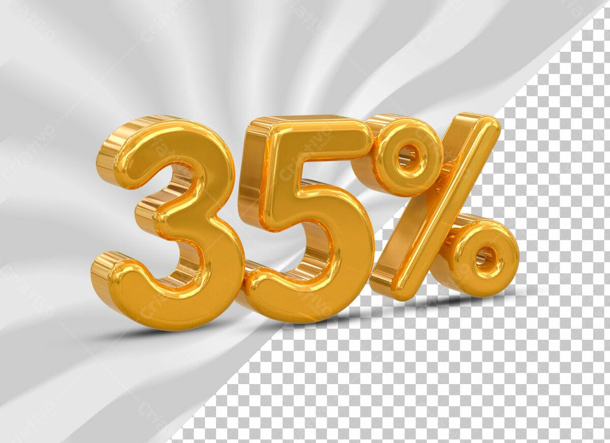 Selo 3D promocional dourado 35%