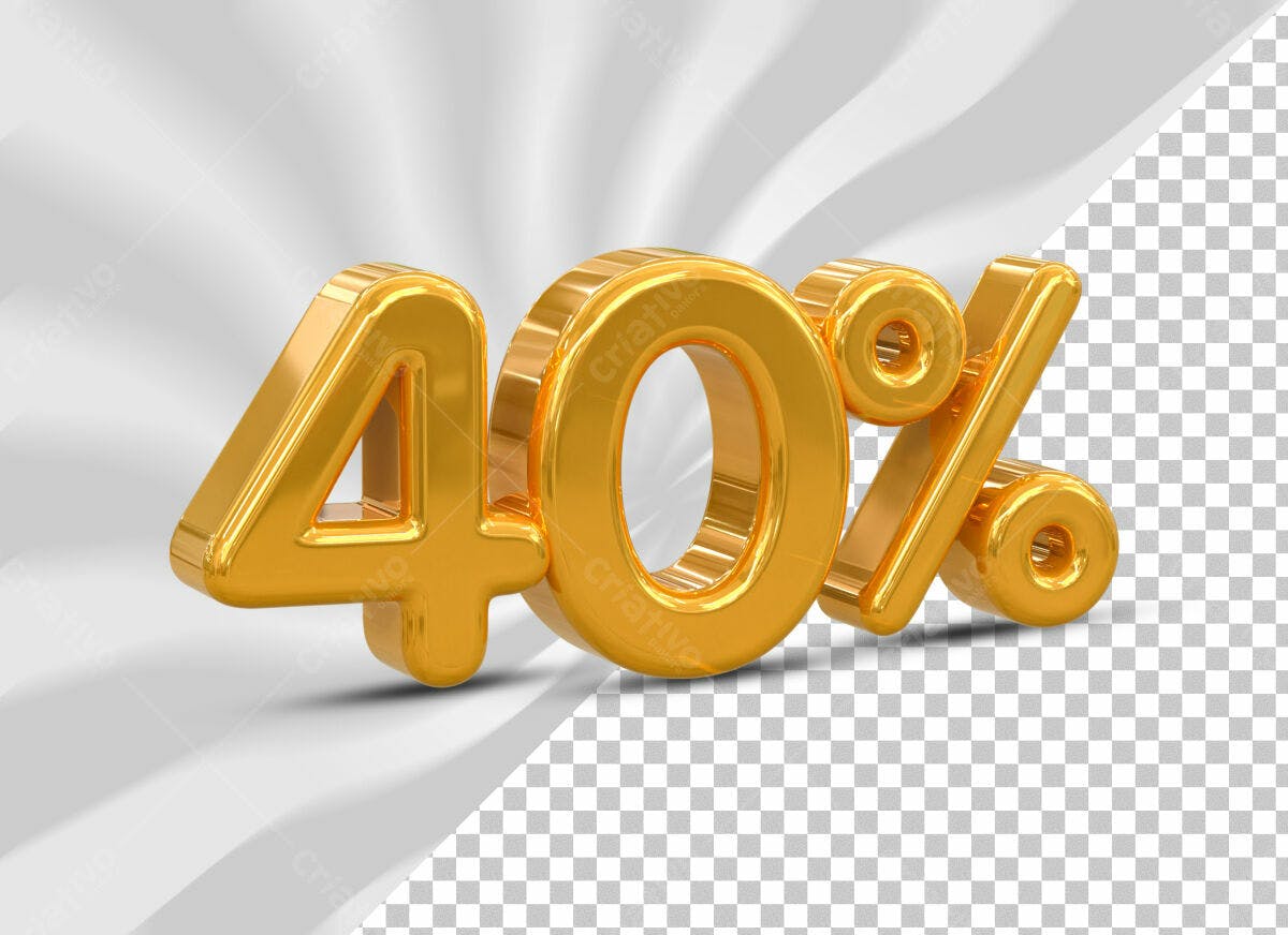 Selo 3D promocional dourado 40% desconto