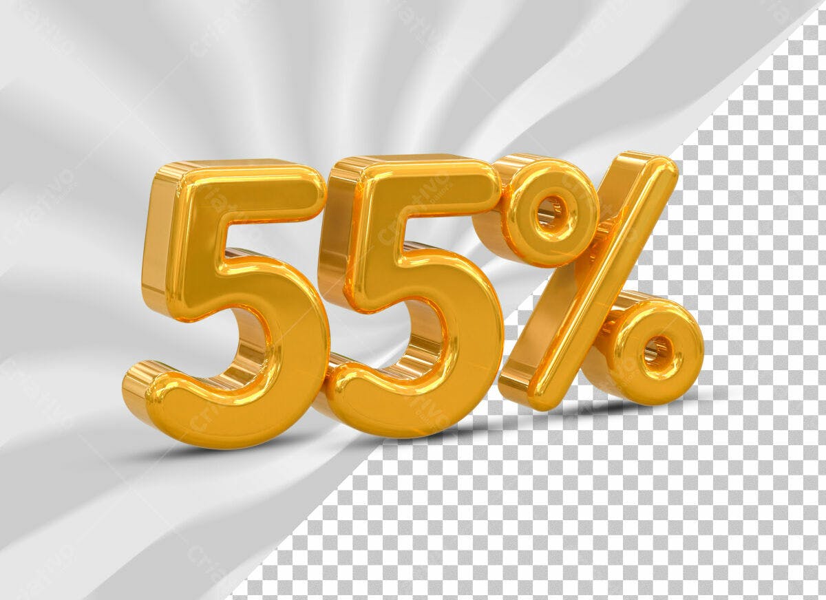 Selo 3D promocional dourado 55%