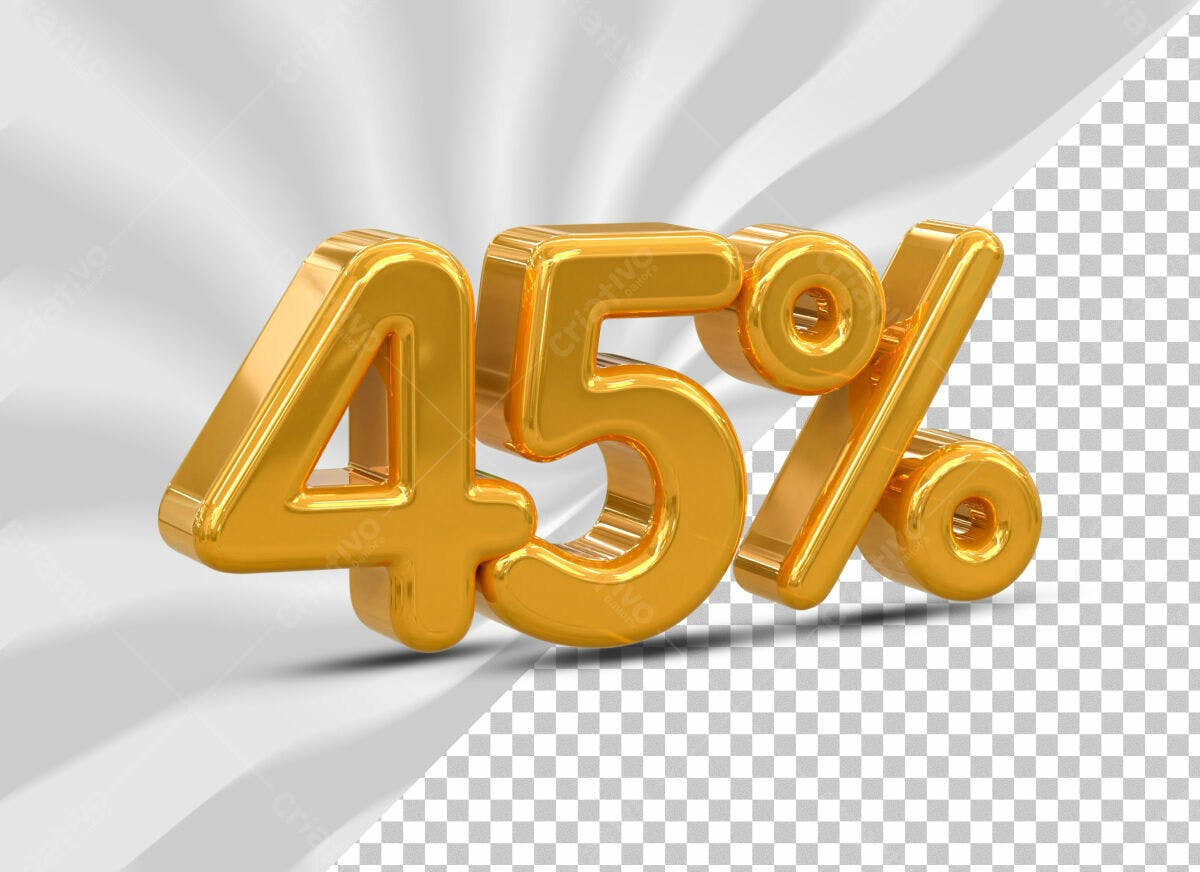 Selo 3D promocional dourado 45% desconto