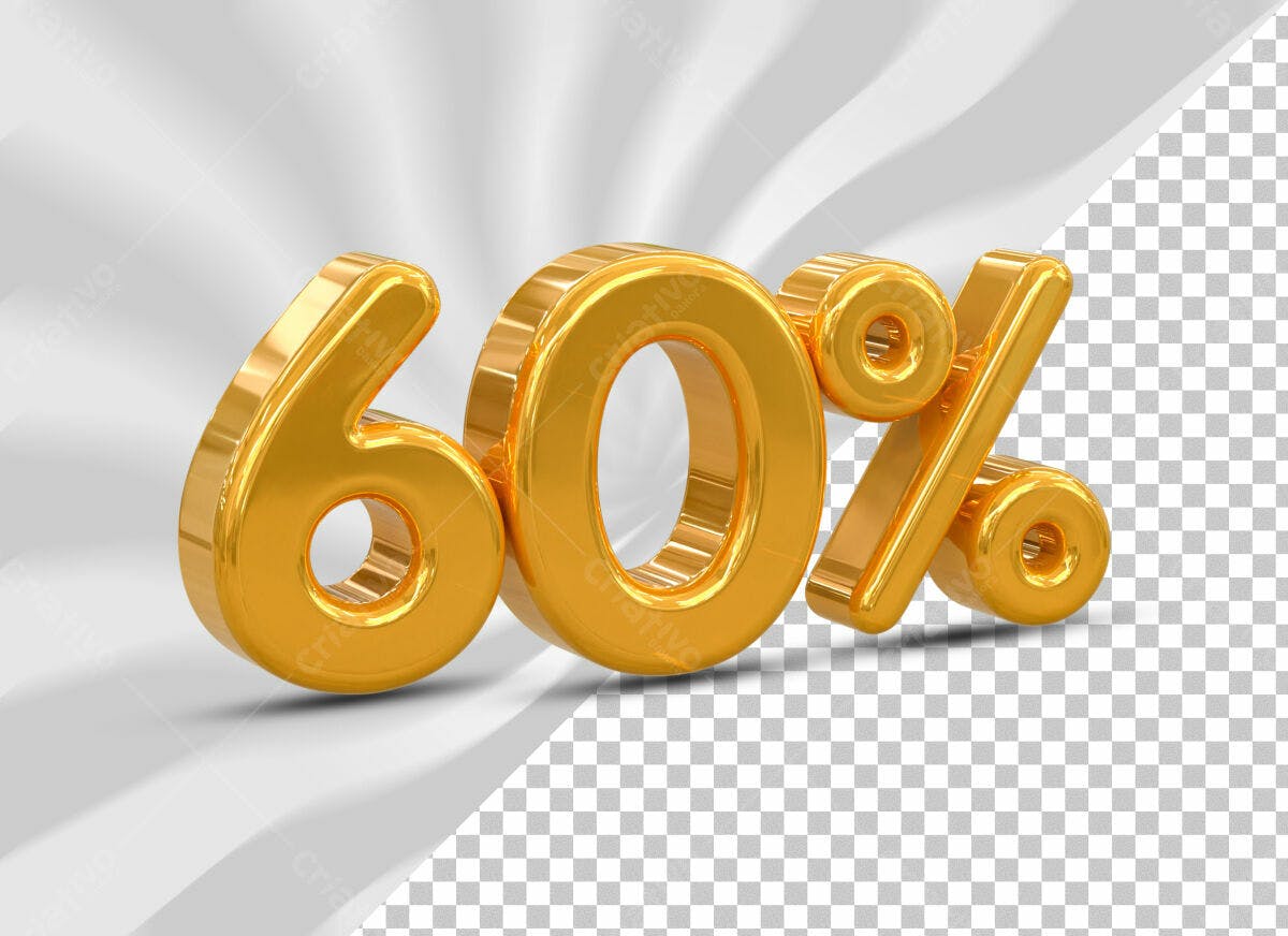 Selo 3D promocional dourado 60% desconto
