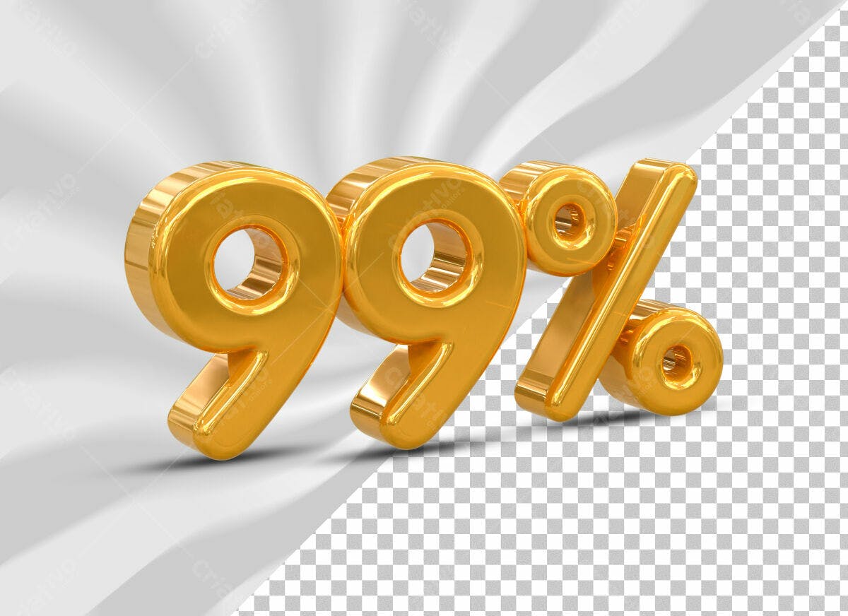 Selo 3D promocional dourado 99%