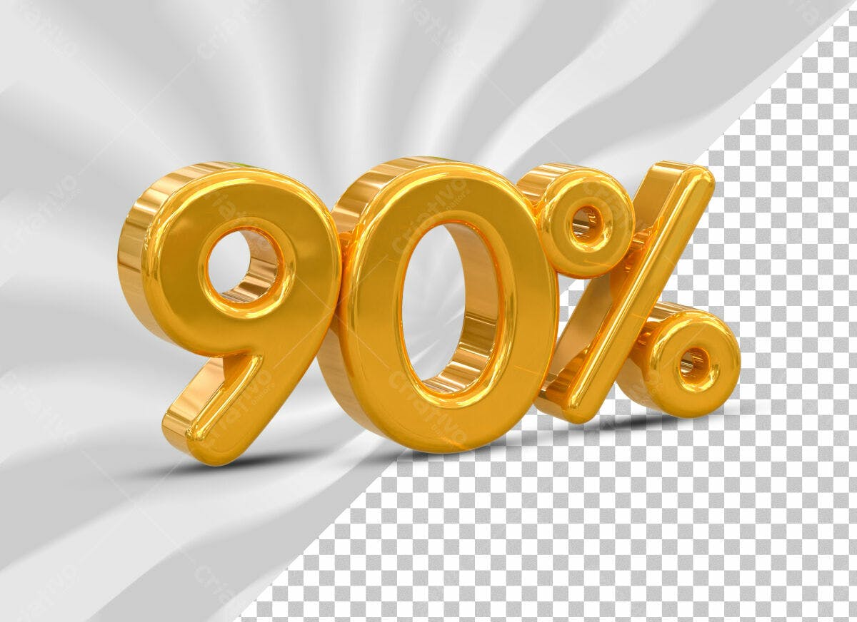 Selo 3D promocional dourado 90% desconto