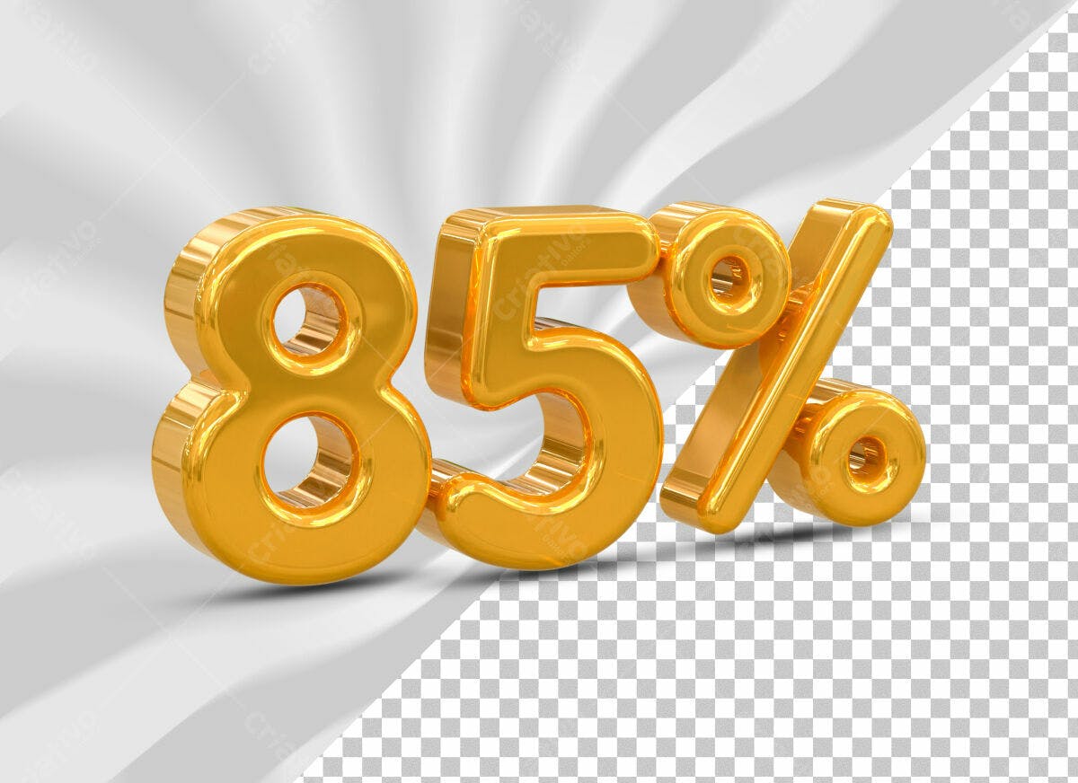 Selo 3D promocional dourado 85% desconto