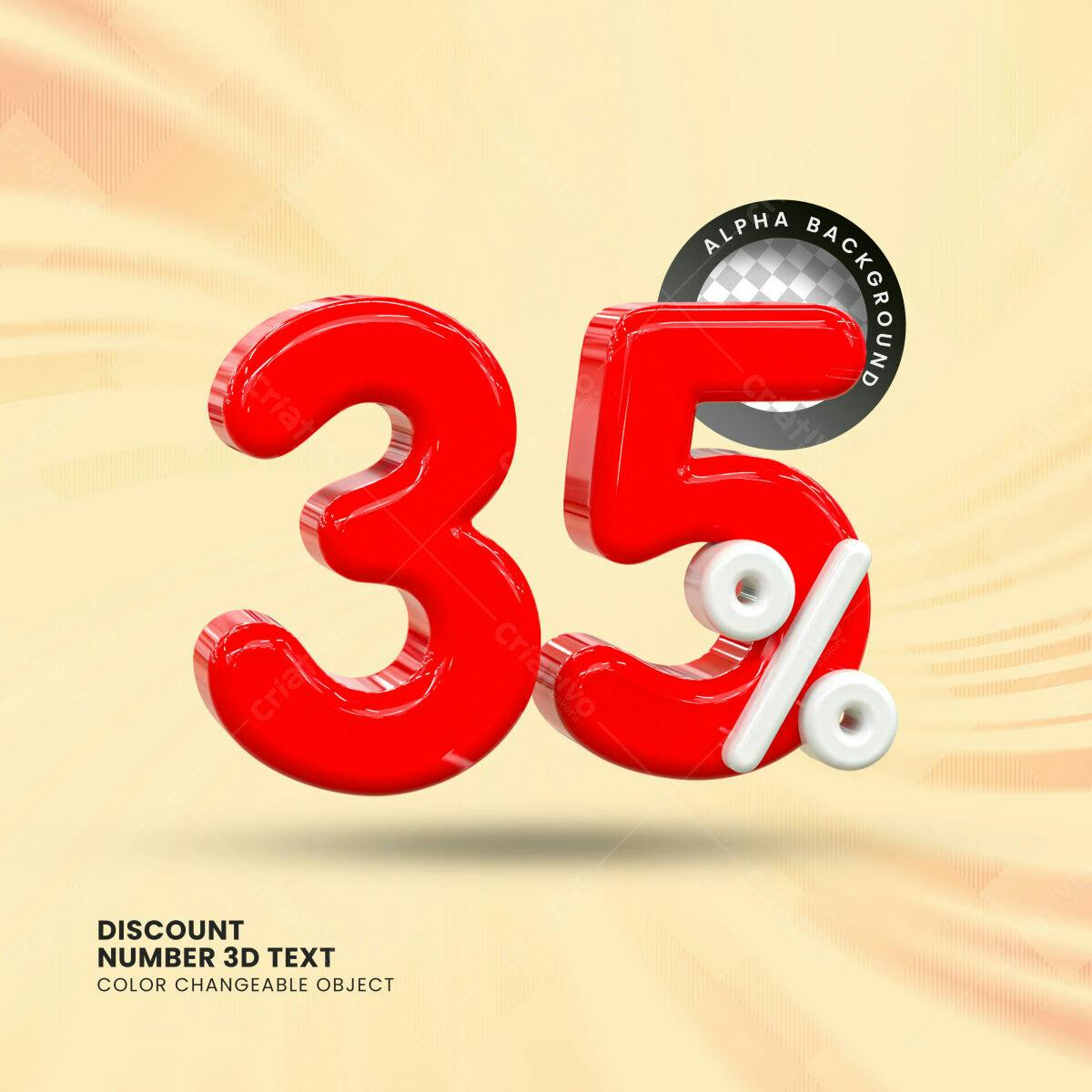 Selo 3D promocional vermelho e branco 35%