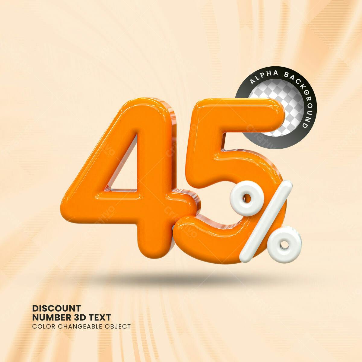 Selo 3D promocional laranja e branco 45%