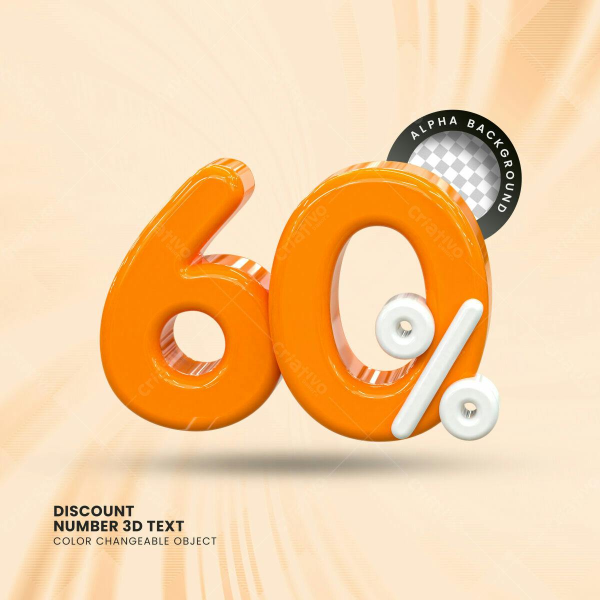 Selo 3D promocional laranja e branco