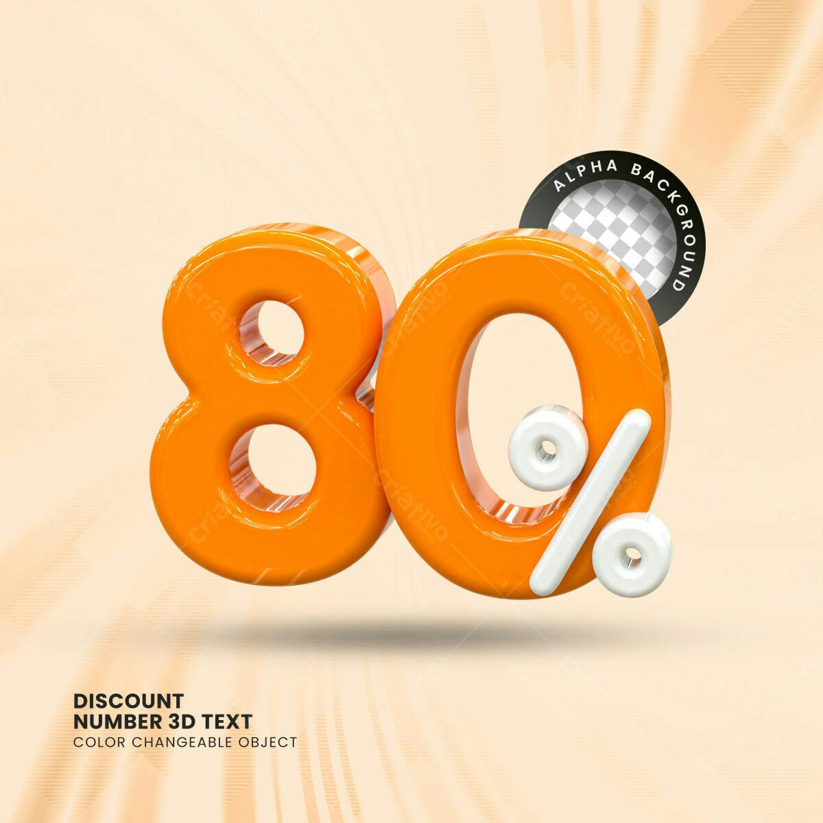 Selo 3D promocional laranja e branco