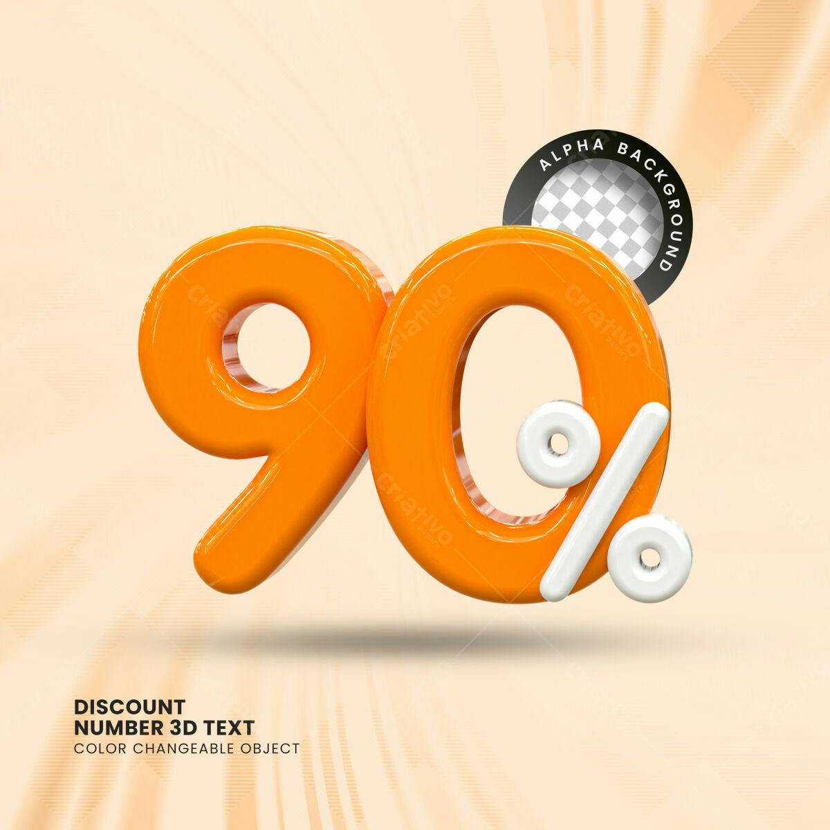 Selo 3D promocional laranja e branco brilhante