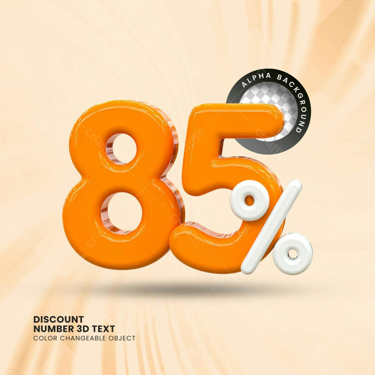Selo 3D promocional laranja e branco