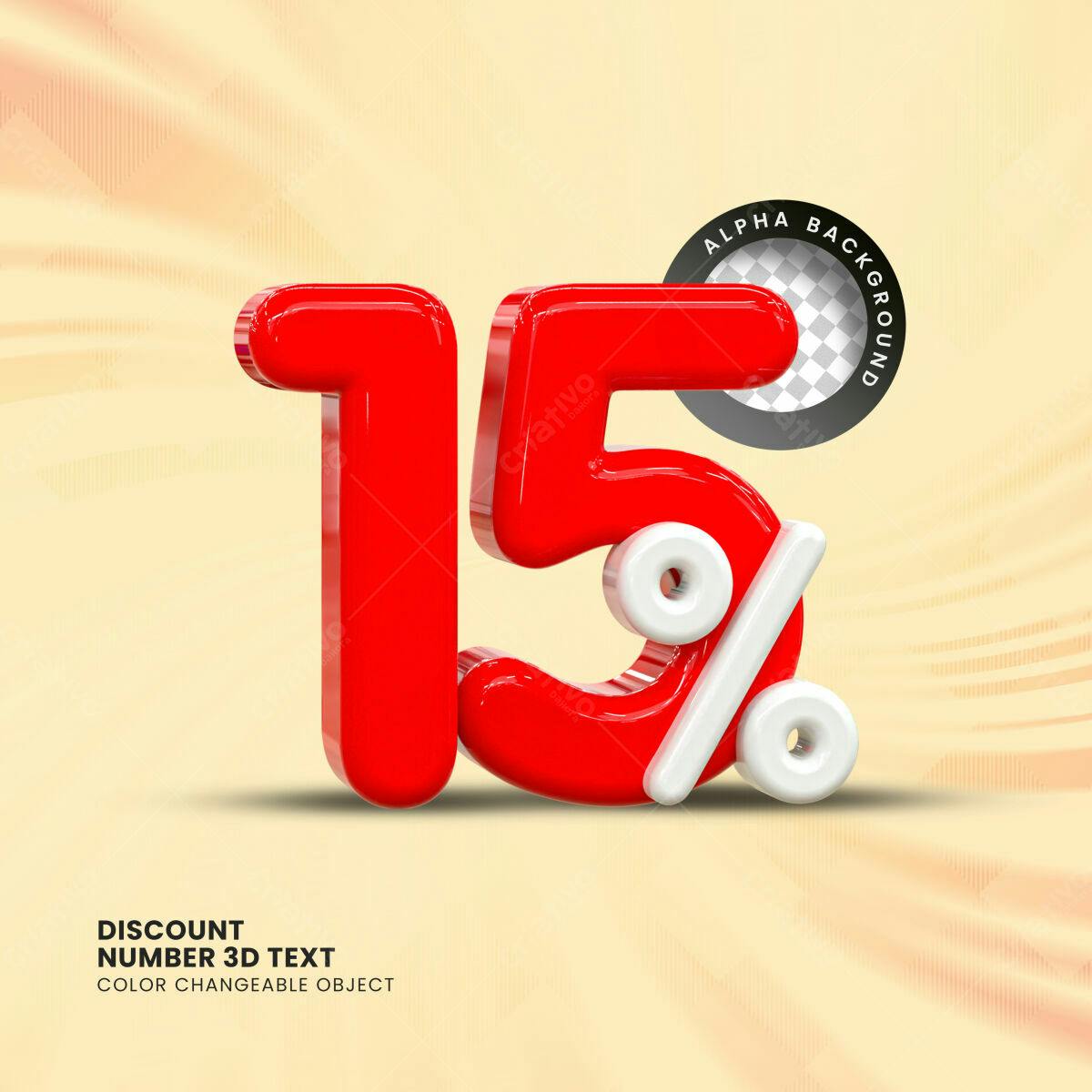 Selo 3D promocional desconto vermelho e branco