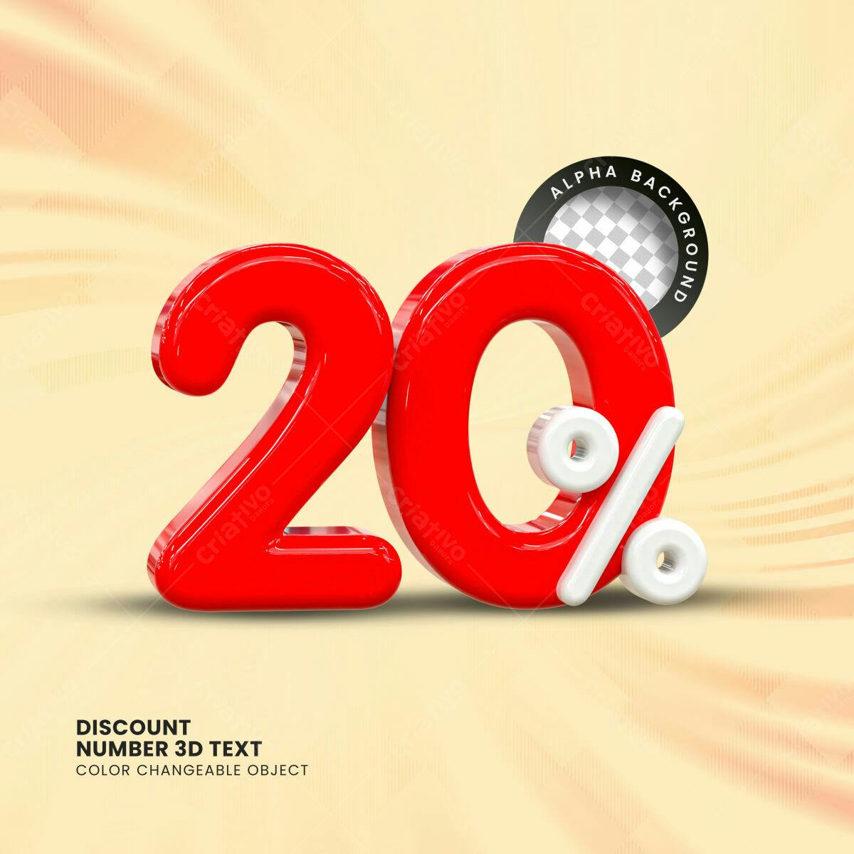 Selo 3D promocional vermelho e branco 3D