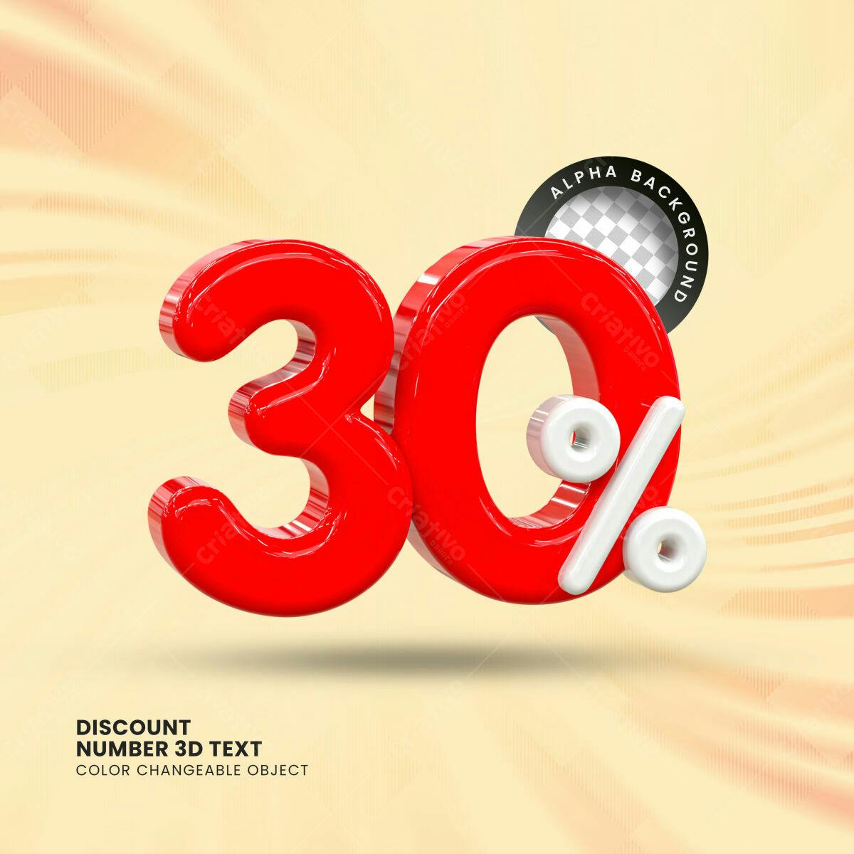 Selo 3D promocional vermelho e branco 30%
