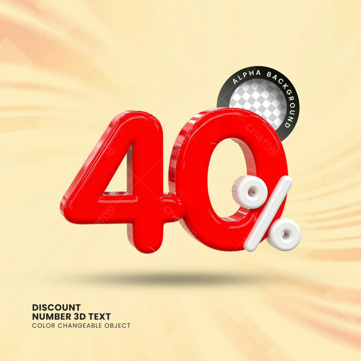 Selo 3D promocional vermelho e branco 40%
