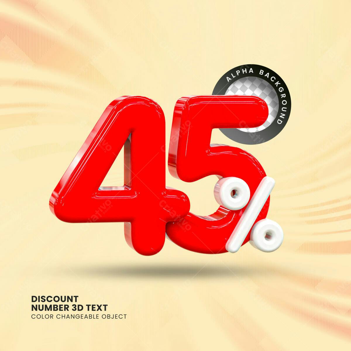 Selo 3D promocional desconto vermelho e branco