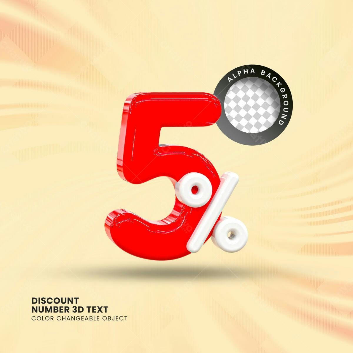 Selo 3D promocional desconto vermelho e branco
