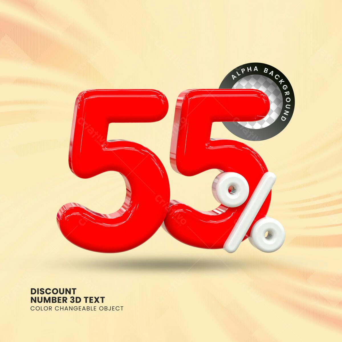 Selo 3D promocional desconto vermelho e branco