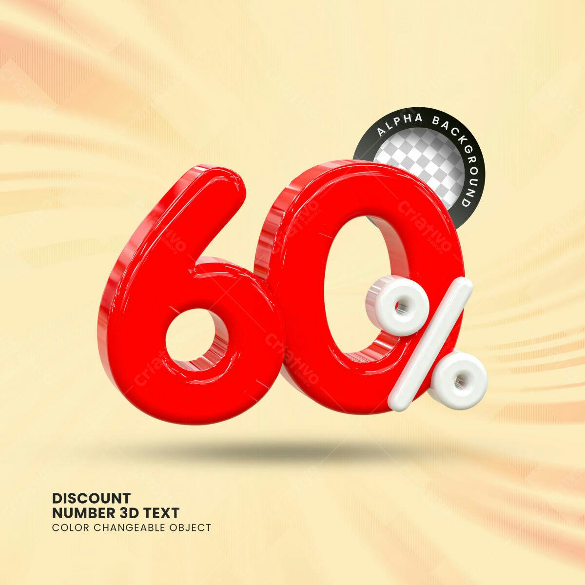 Selo 3D promocional vermelho e branco 60%