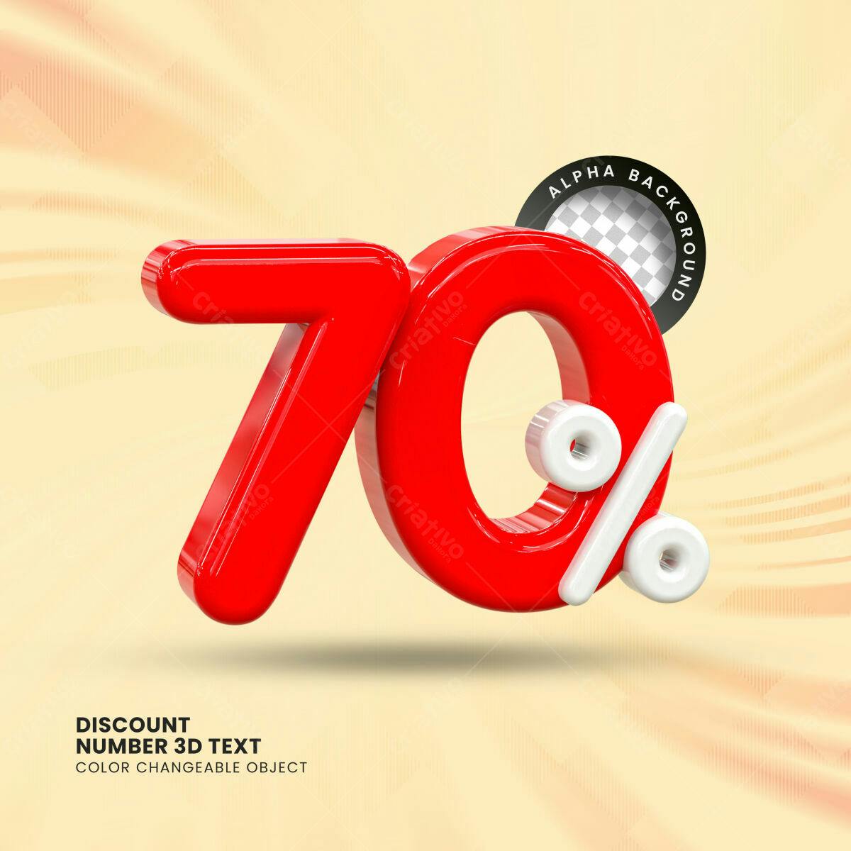 Selo 3D promocional vermelho e branco 70%