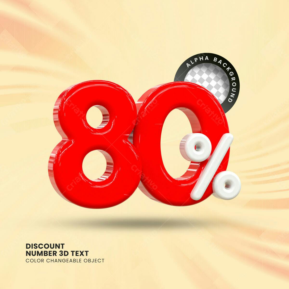 Selo 3D promocional vermelho e branco 80%