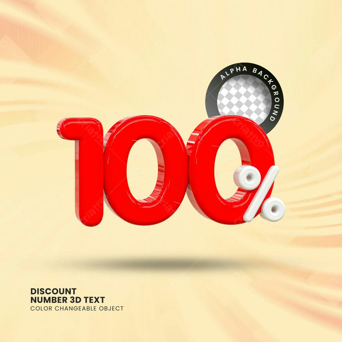 Selo 3D promocional vermelho e branco 100%