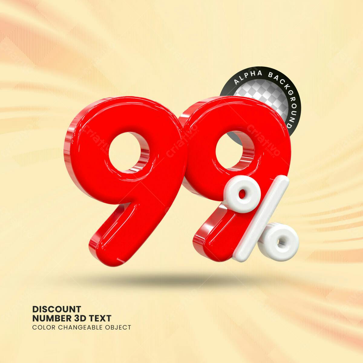 Selo 3D promocional desconto vermelho e branco