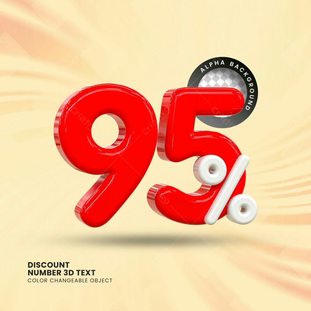 Selo 3D promocional vermelho e branco 95%