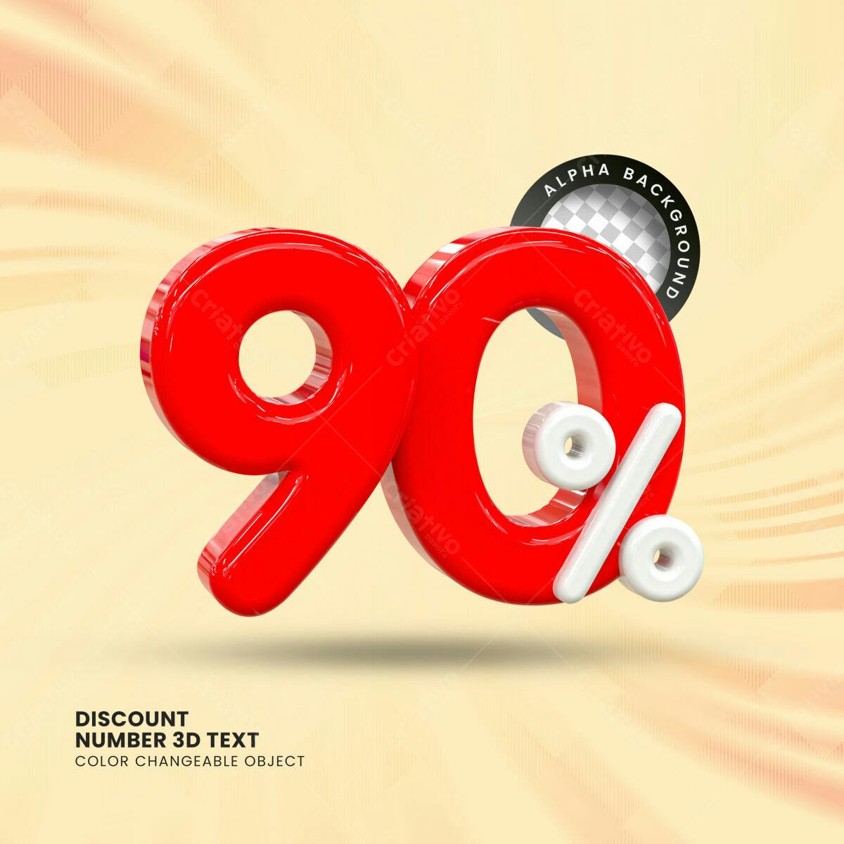 Selo 3D promocional desconto vermelho e branco