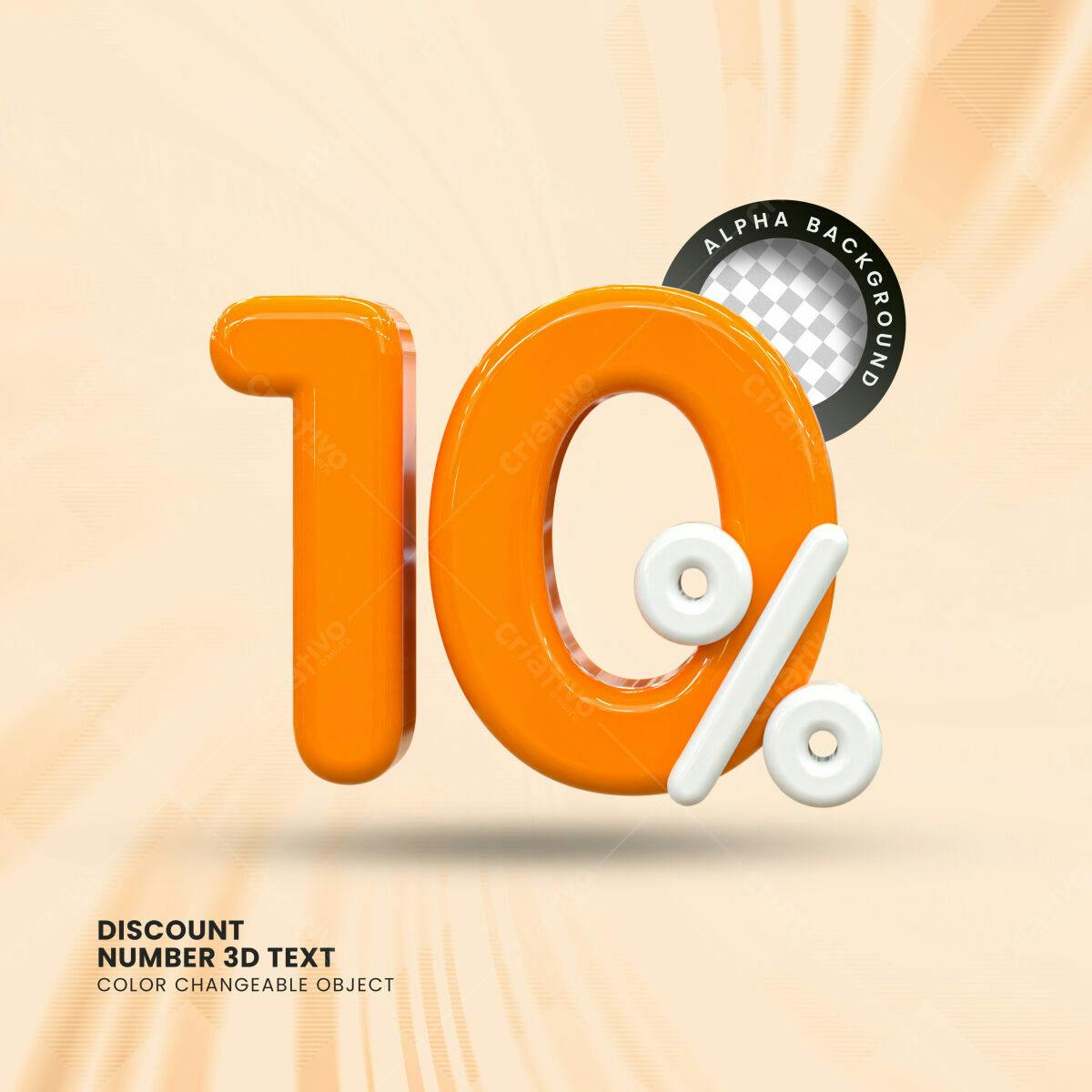 Selo 3D promocional laranja e branco