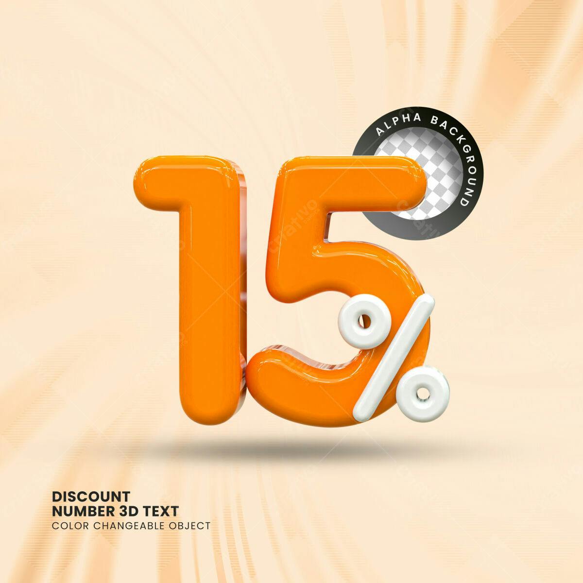 Selo 3D promocional laranja e branco