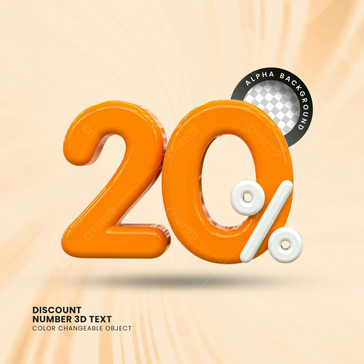 Selo 3D promocional laranja e branco brilhante