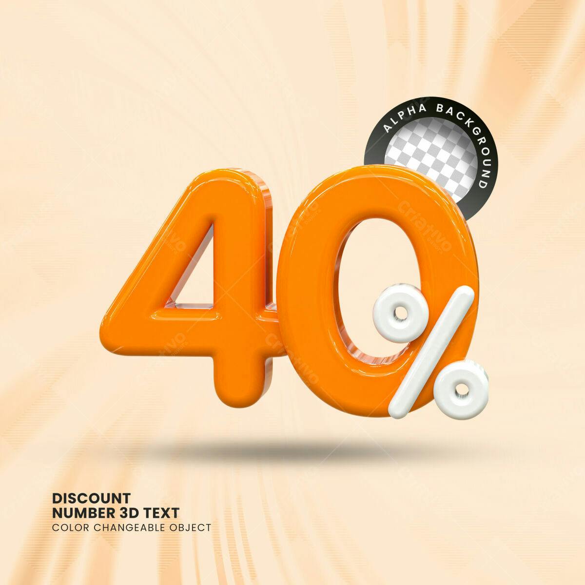 Selo 3D promocional laranja e branco 40%