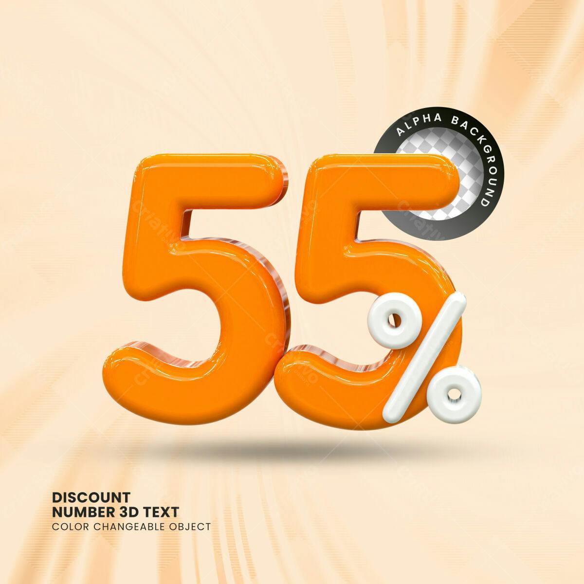 Selo 3D promocional laranja e branco 55%