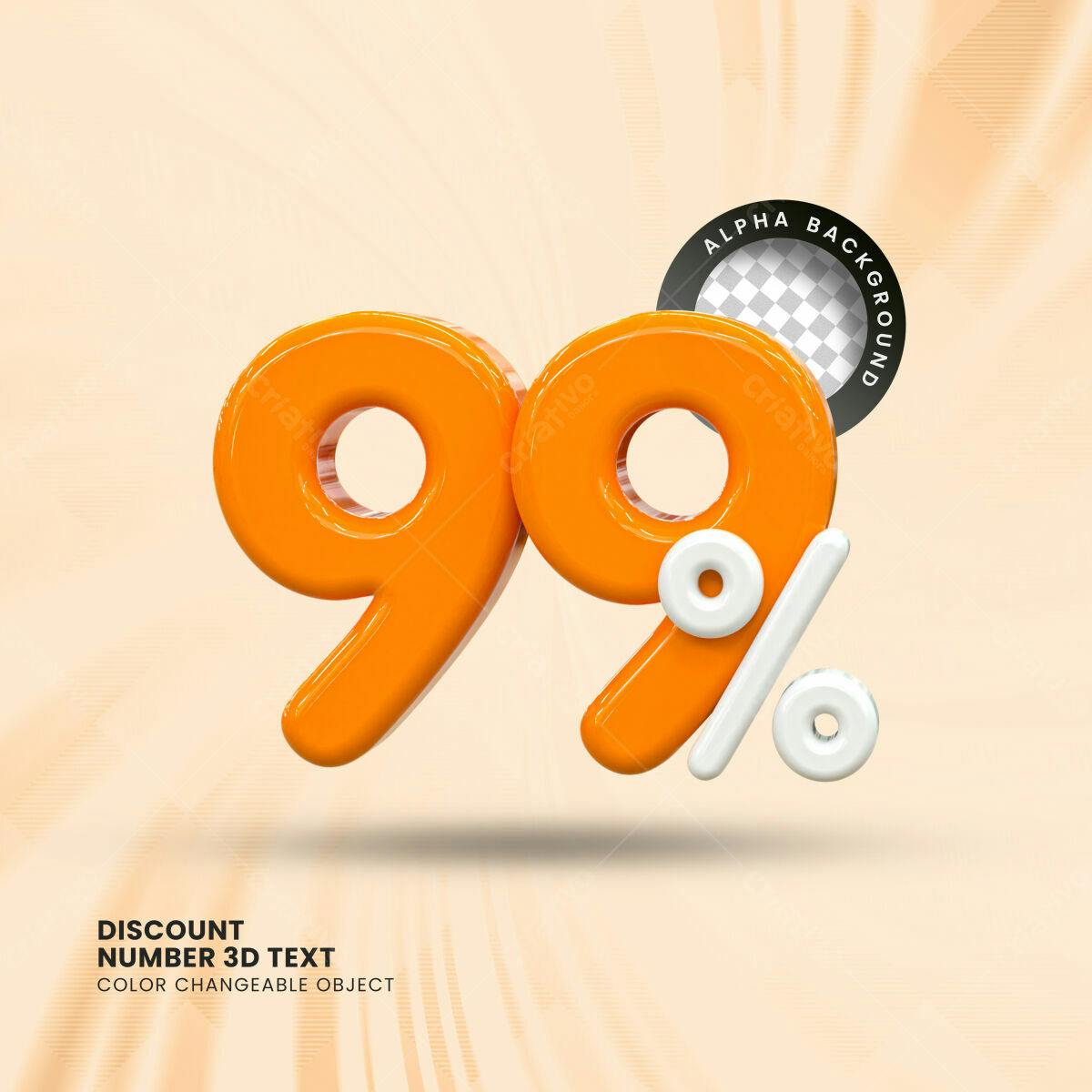 Selo 3D promocional laranja e branco 99%