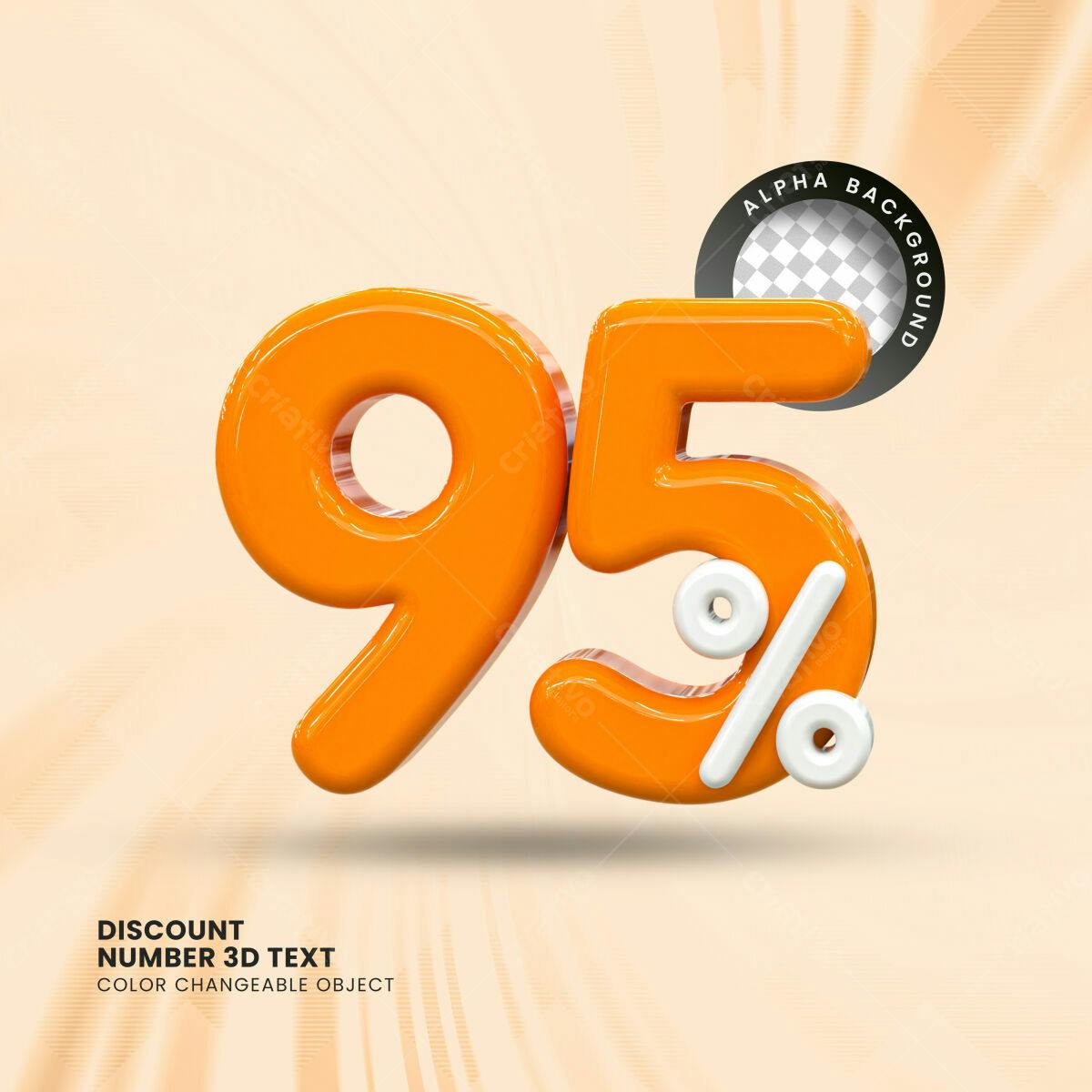 Selo 3D promocional laranja e branco 95%