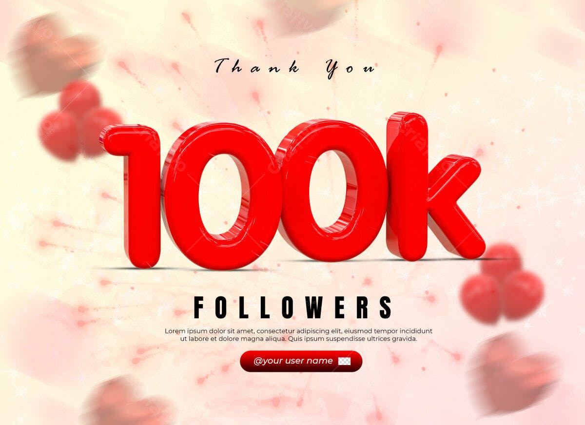 Banner 100k Seguidores PSD Editável