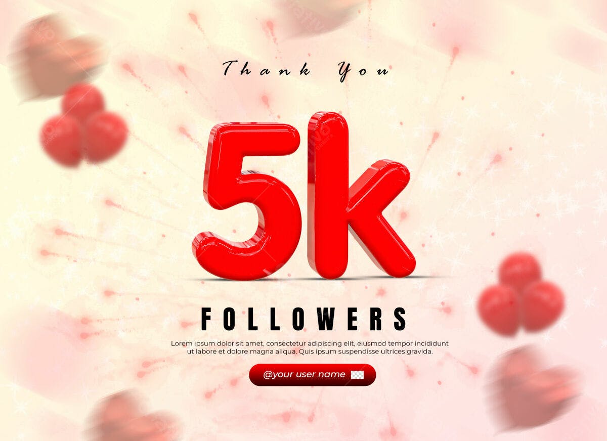 Postagem 5k Seguidores PSD Editável