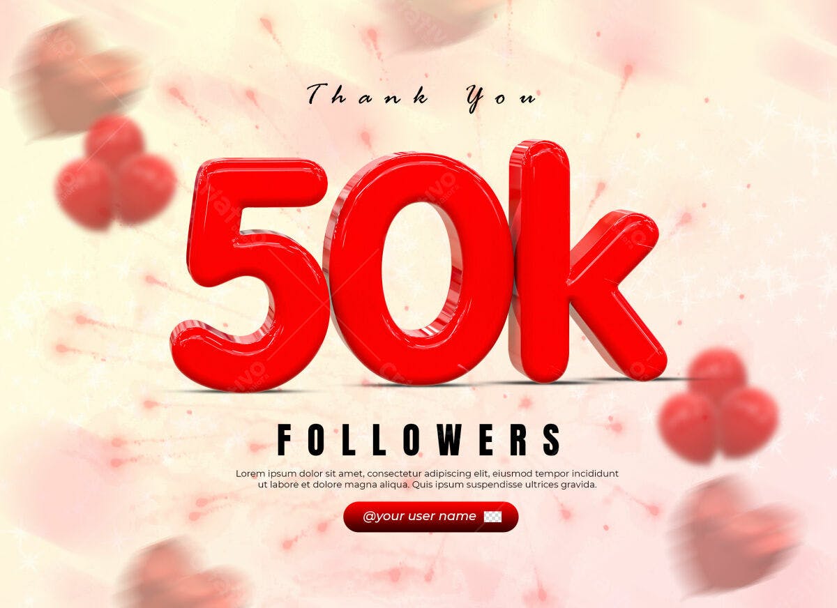 Postagem 50k Seguidores PSD Editável