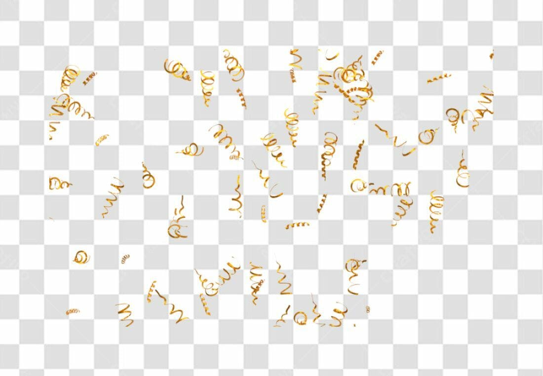Confete dourado PNG com fundo transparente