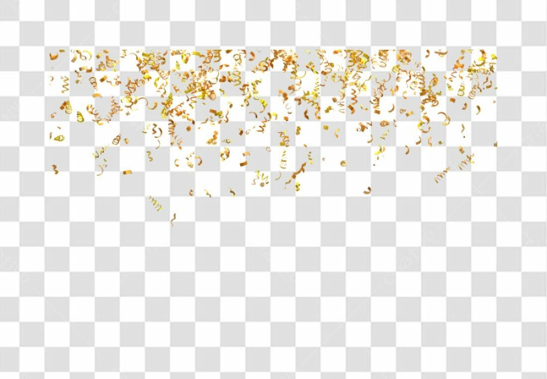 Banner Confetes Dourados PNG com fundo transparente