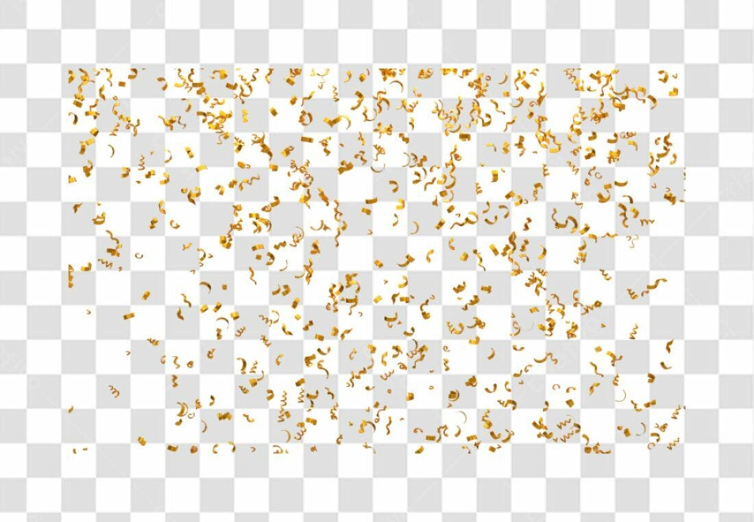 Confete dourado PNG com fundo transparente