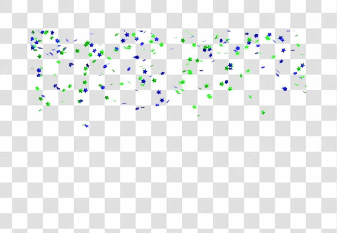 Confete PNG com fundo transparente estrelas azuis e verdes