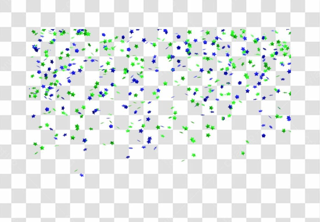 Confete PNG com fundo transparente Estrelas azuis e verdes