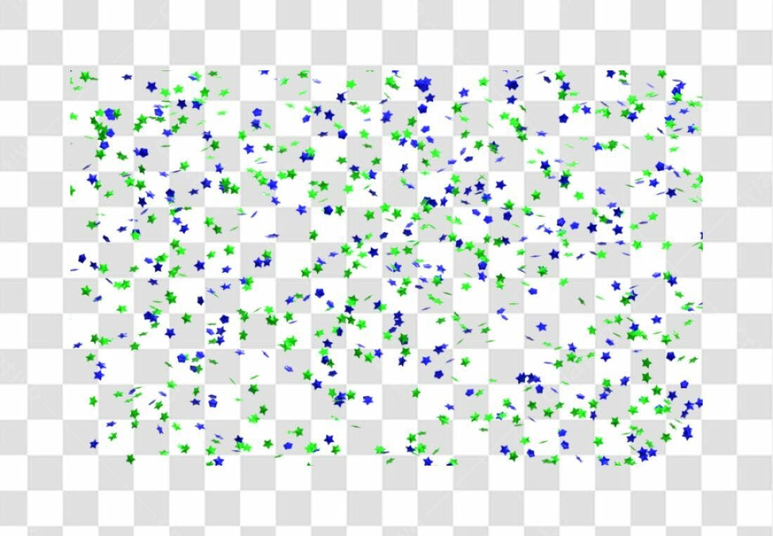 Confete PNG com fundo transparente Estrelas azuis e verdes
