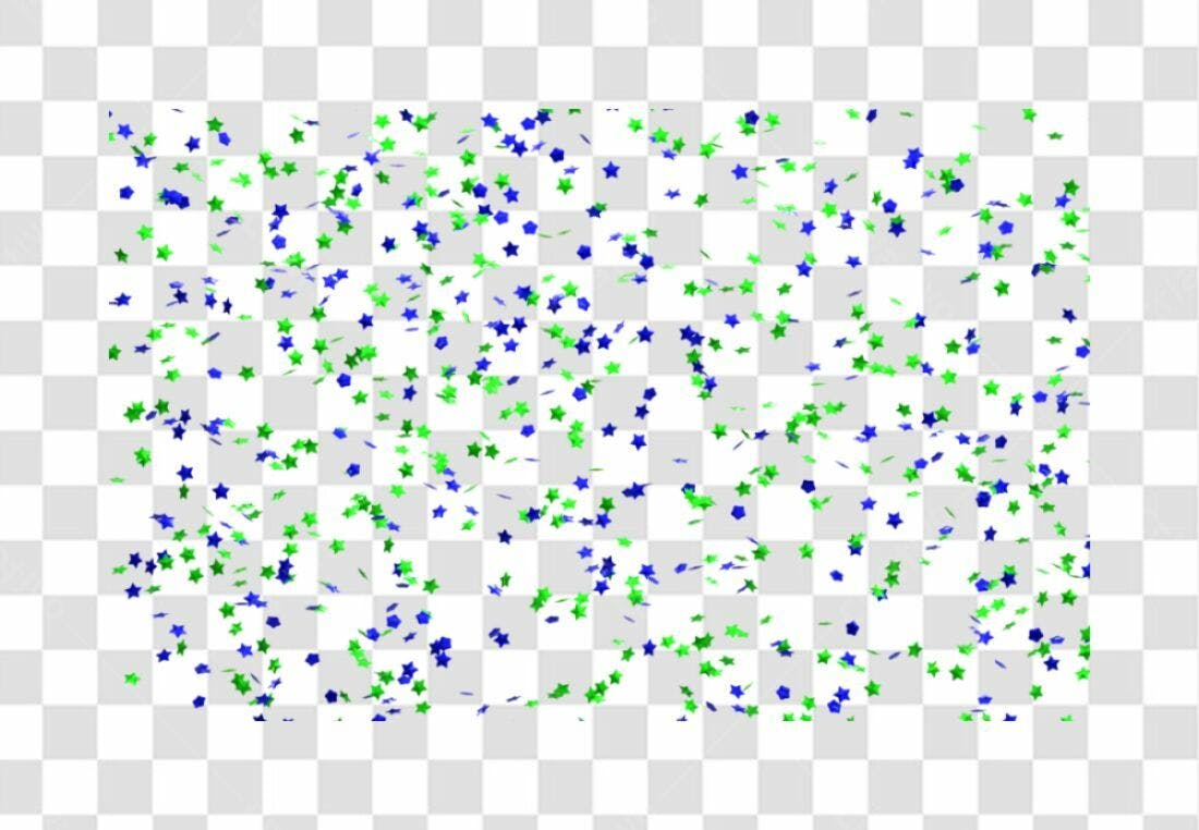 Confete PNG com fundo transparente Estrelas azuis e verdes