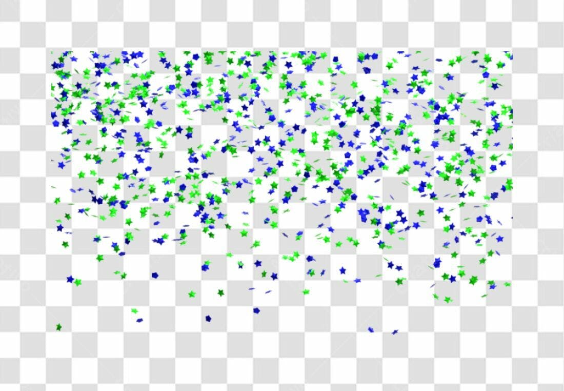 PNG Confetes Estrelas Azul e Verde com fundo transparente